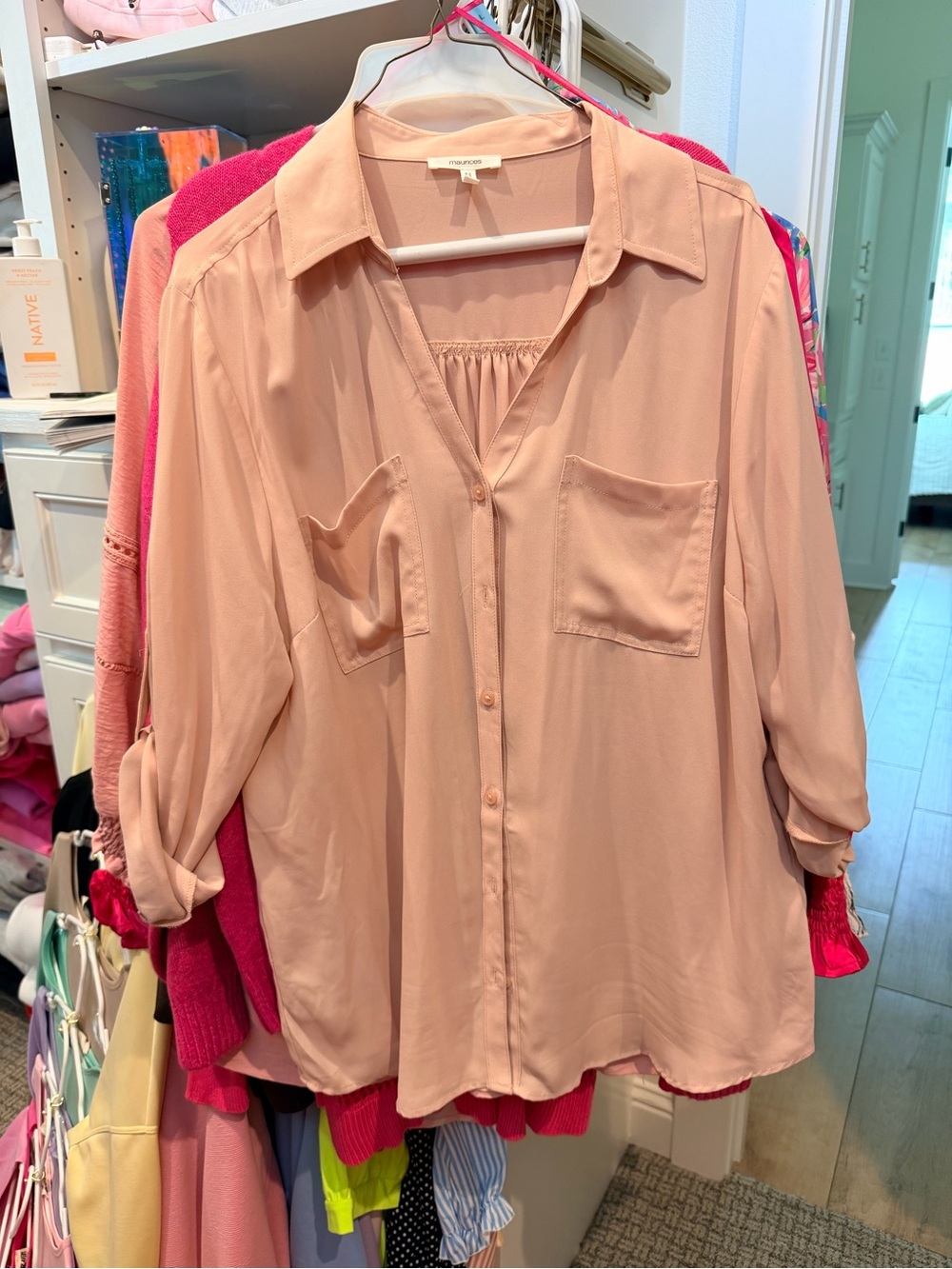 Maurices Dusty Pink Button-Front Women's Blouse
